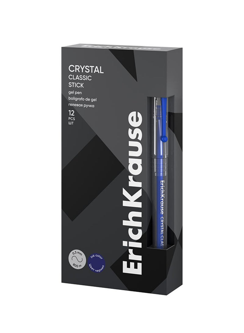 ErichKrause 12-Piece Crystal Classic Gel Pen 0.5mm Tip Blue Ink - Image 3