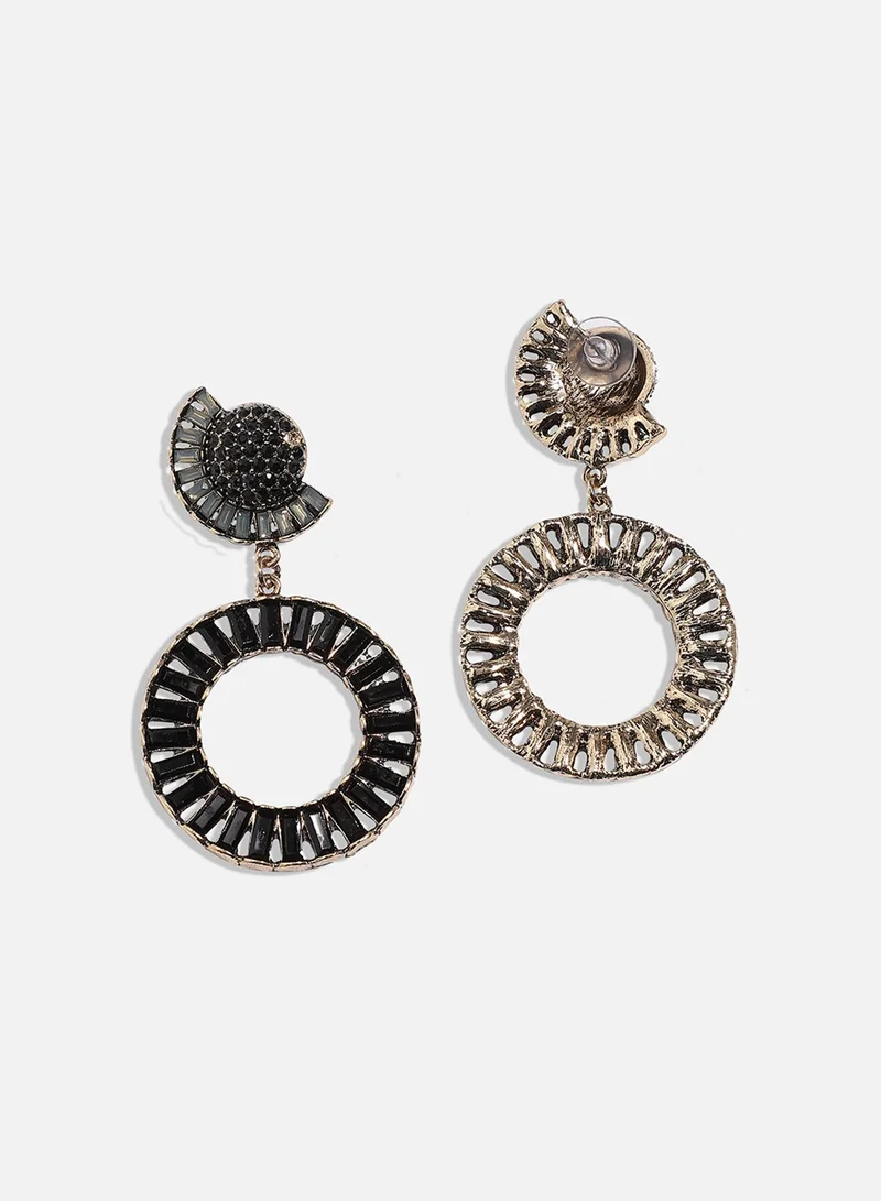 Sohi  Crystal Circular Artificial Drop Earring Jewellery for Women | Best Price UAE