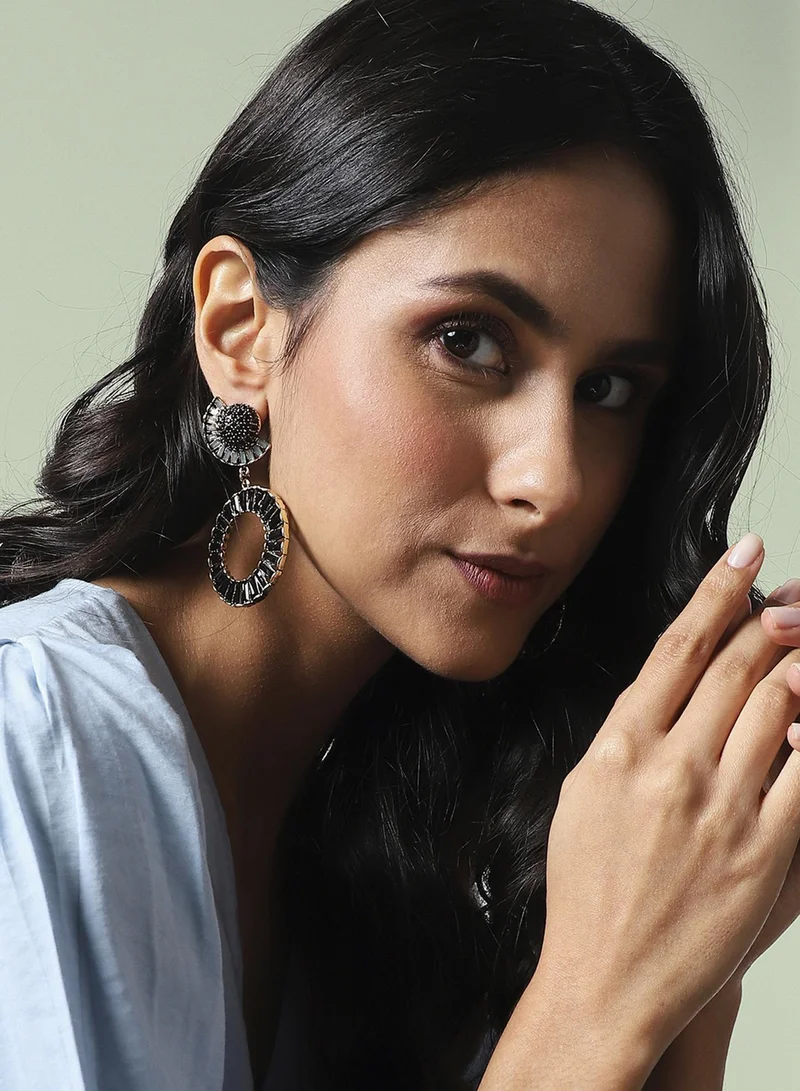 Sohi  Crystal Circular Artificial Drop Earring Jewellery for Women | Best Price UAE