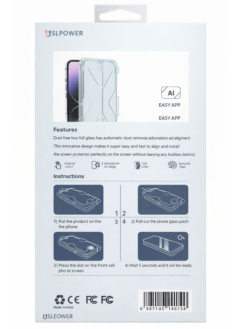 USLPOWER Clear Glass Screen Protector for iPhone 15 Pro with Dustproof Installation Box, Full Coverage HD Tempered Glass, Bubble-Free Easy Install, Anti-Dust Anti-Static Anti-Explosion - Image 2