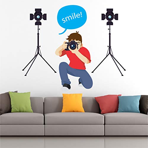 StickMe 'Photo Shot - Smile - Photography - Studio - Wall Sticker' -SM958 (Multi Colour, Vinyl - 95cm X 80 cm) - Image 3
