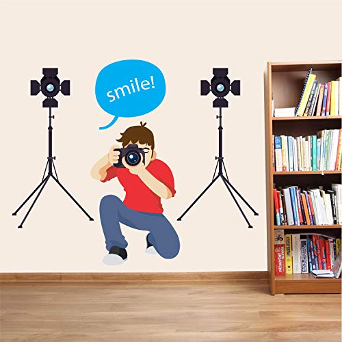 StickMe 'Photo Shot - Smile - Photography - Studio - Wall Sticker' -SM958 (Multi Colour, Vinyl - 95cm X 80 cm) - Image 1