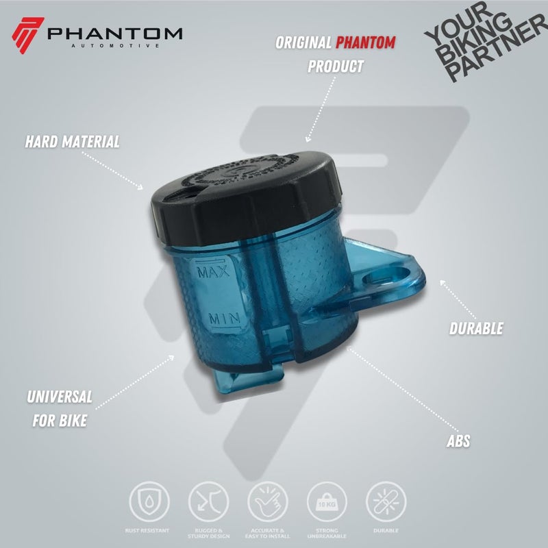 PHANTOM غطاء خزان سائل الفرامل و أسطوانة القابض من PHANTOM Premium العالمية للدراجات النارية | بديل خزان زيت الفرامل من ABS PC | متوافق مع جميع الدراجات (أزرق) - Image 2