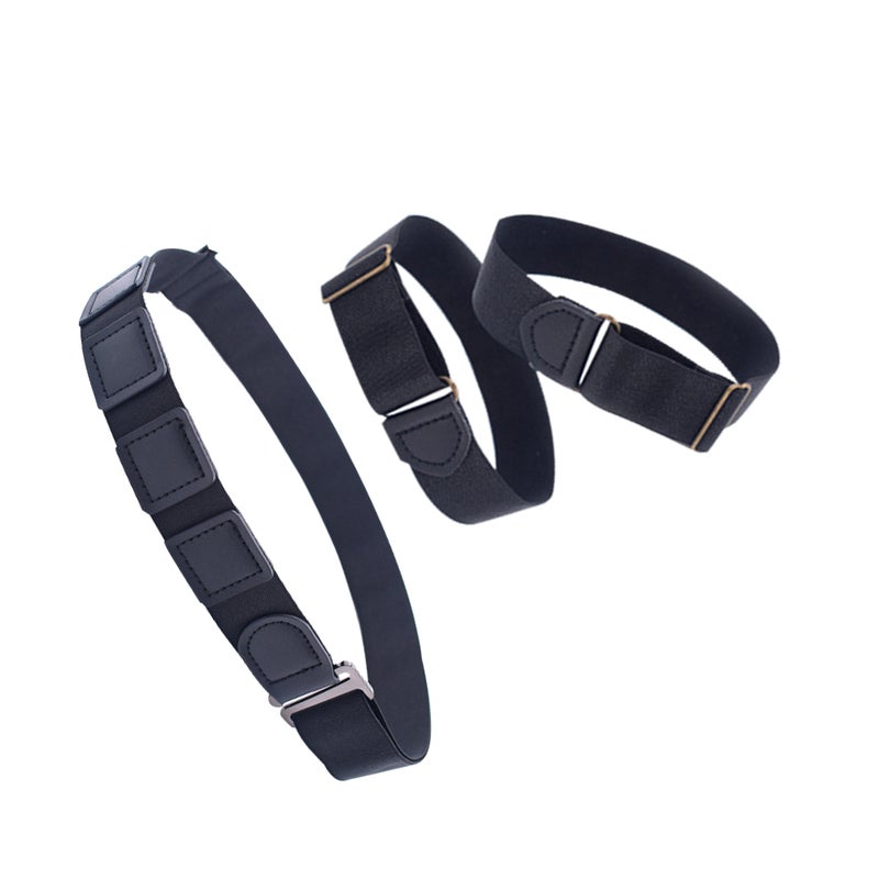 1 Set Shirt Stay Crinkle-resistant Belt and Shirt Armband for Women Men (Alloy Buckle Spell Leather) - Image 1