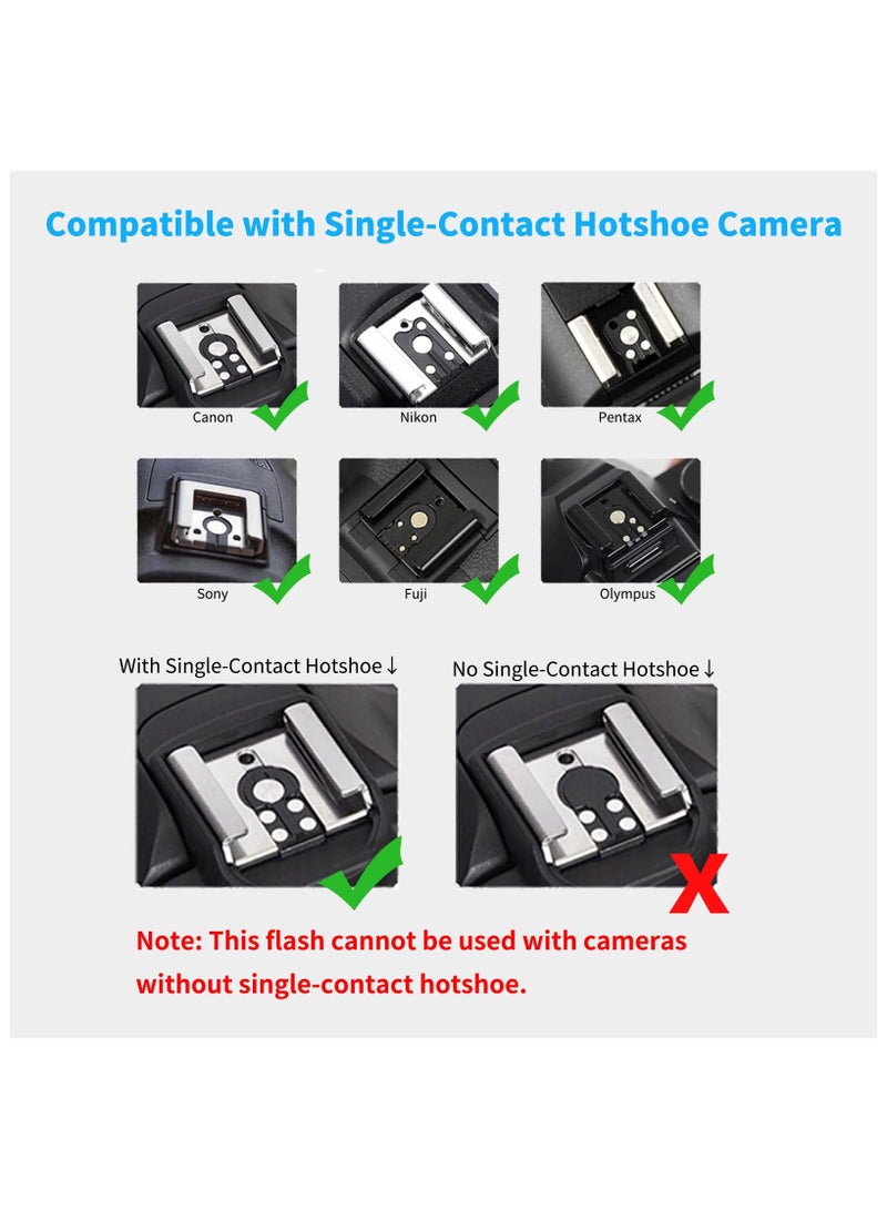 Zikra Retro Camera Flash, 6000K±200K On-Camera Flash, 7 Levels Flash Power Retro Camera Speedlite, Support Auto & Manual Modes, Compatible with Canon Nikon Sony Fuji Olympus Hot-Shoe Cameras - Image 2