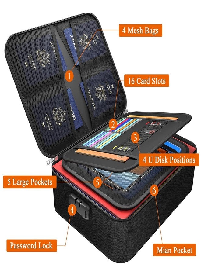 NETIZEN تقدم NETIZEN حقيبة تنظيم مستندات السفر ذات طبقتين مع قفل أمان وسحاب، حقيبة مستندات، ملف منظم للمستندات، مجلدات ملفات للمستندات، ملف مستندات (أسود، طبقتين) - Image 2