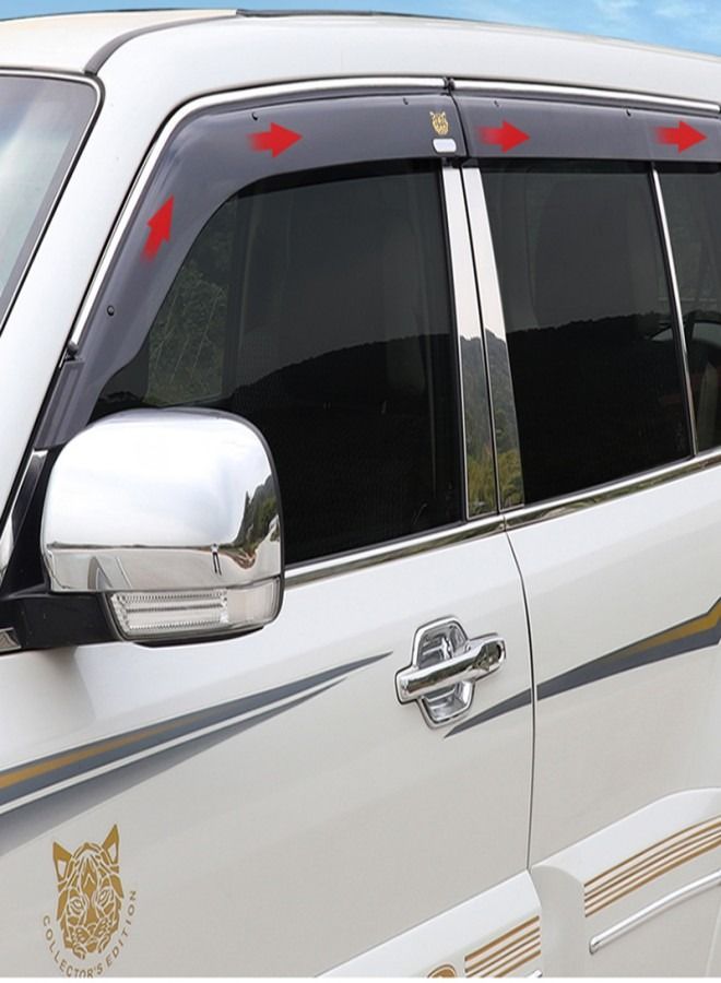 Generic Mitsubishi Pajero Window Visor For 2002-2023 Models. Wind Deflectors For Pajero Gen3&4. Set of 4, Black  - Image 3