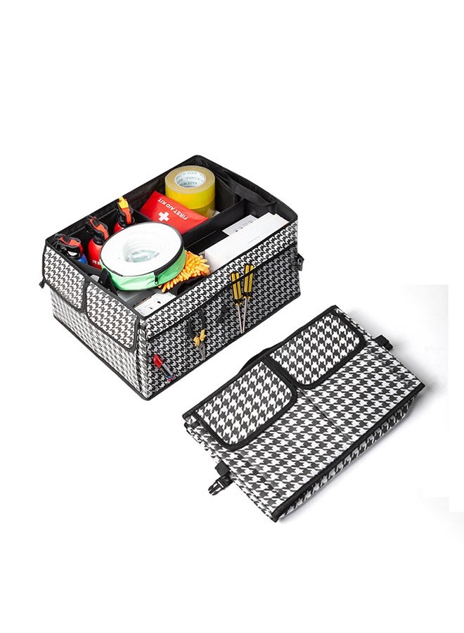 منظم الجذع السيارة ، صندوق تخزين السيارات القابل للطي متعدد المقصورات ، إكسسوارات حاويات منظمة السيارات القابلة للتعديل للماء ، عالمية للسيارات الرباعية الدقيقة ، سيارة السدان ، شاحنة (Checkerboard) - Image 1