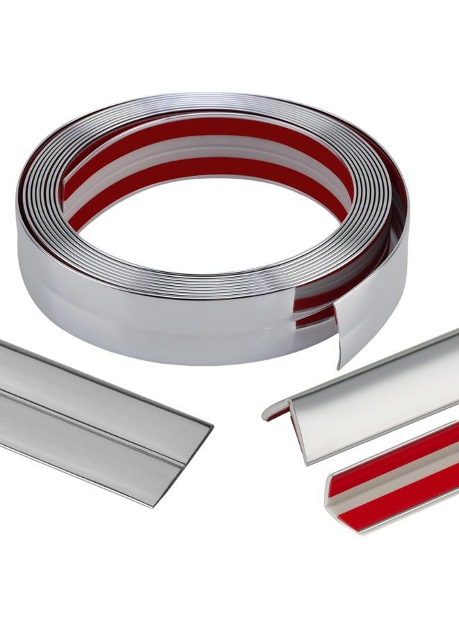 KTINITK 22 Feet Flexible Inside & Outside Corner Trim Molding, Peel and Stick Molding Trim for Walls, Corner Trim molding, Wall Corner Protector (Silver, Width 0.8 in) - Image 1