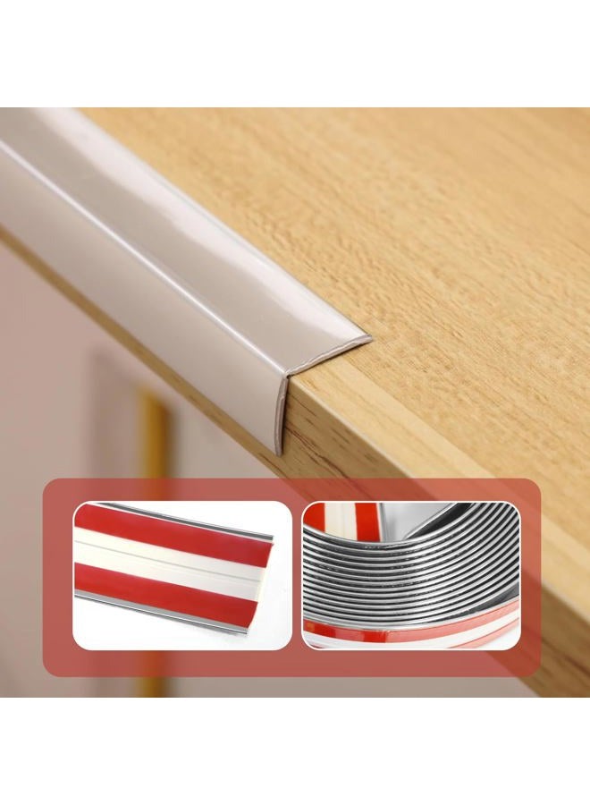 KTINITK 22 Feet Flexible Inside & Outside Corner Trim Molding, Peel and Stick Molding Trim for Walls, Corner Trim molding, Wall Corner Protector (Silver, Width 0.8 in) - Image 3