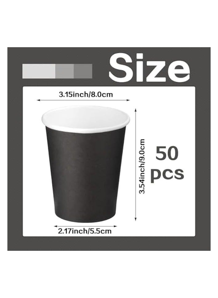 جرين تايجر أكواب ورقية 8 أونصة (50 عبوة) أكواب قهوة سوداء للاستعمال مرة واحدة للمشروبات الساخنة والباردة - أكواب ورقية سعة 240 مل - عبوة مكونة من 50 قطعة - Image 4