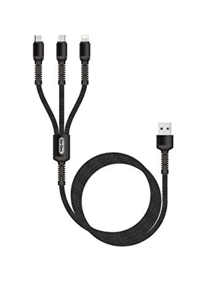 GO-DES 3-In-1 USB Data Sync Quick Charging Cable Black - Image 1