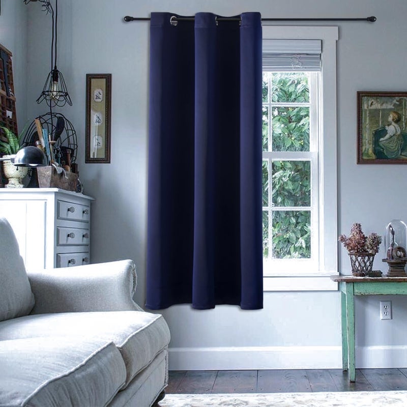ChrisDowa Blackout Curtains 45 Inches Long for Living Room  Grommet Thermal Insulated Room Darkening Curtains for Bedroom (1 Panel Set  Navy Blue  38W x 45L) - Image 1