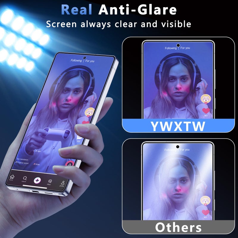 YWXTW 2 Pack Matte Screen Protector for Samsung Galaxy S25 Ultra + 1 Set Camera Lens Protector, [Smooth as Silk] [Fingerprint Unlocking] Anti Glare Anti Fingerprint Tempered Glass Screen Protector, Bubble Free - Image 3