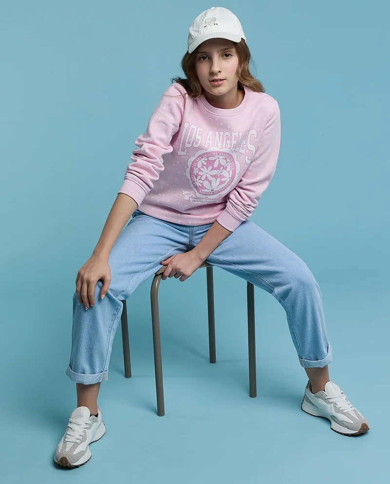 R&b Printed Sweatshirt with Crew Neck and Long Sleeves
