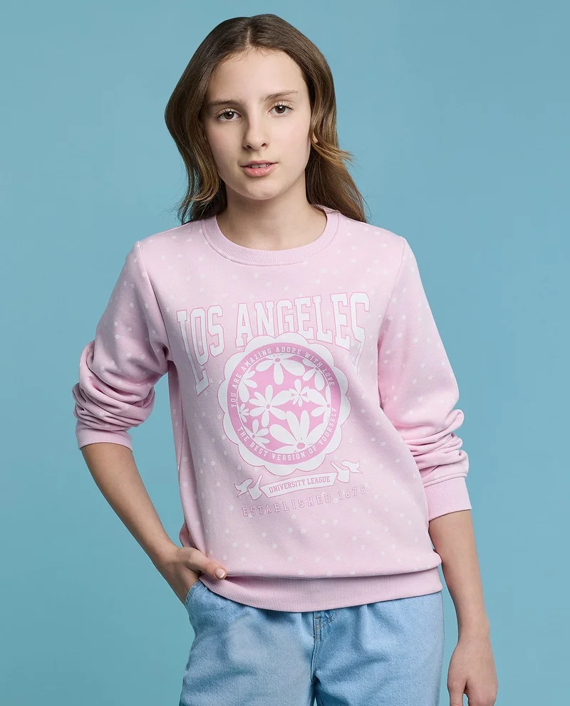 R&b Printed Sweatshirt with Crew Neck and Long Sleeves