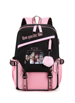Korea girl group teen school bag, men's and women's backpack travel bag, Park Chaeyoung LISA Kim Jisoo printed personality casual sports backpack
