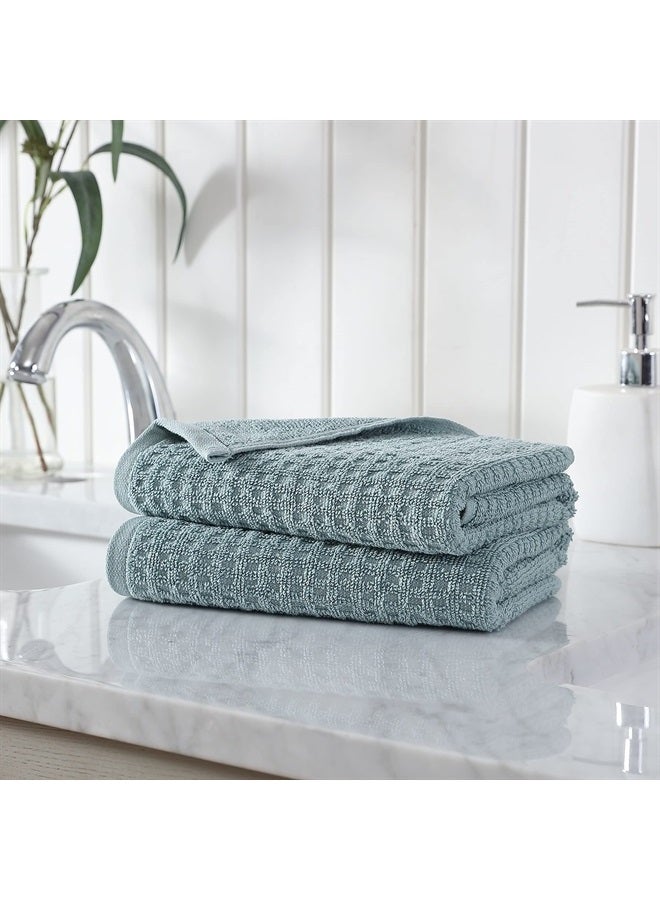 TOMMY Bahama Hand Towel Set, Highly Absorbent Cotton Bathroom Decor, Low Linting & Fade Resistant (Northern Pacific Turquoise, 2 Piece) - Image 2