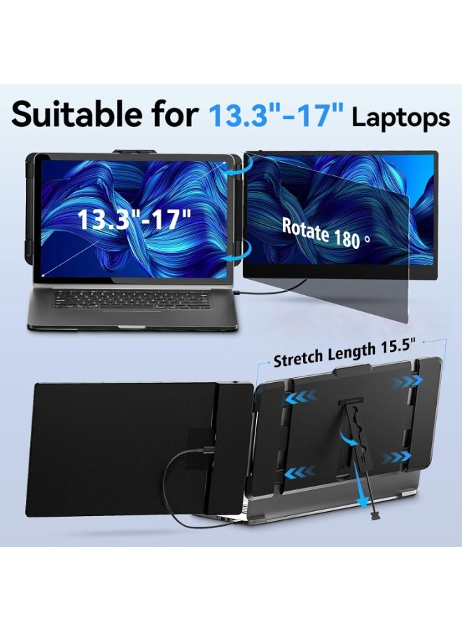 موسع شاشة لابتوب 14 بوصة، شاشة محمولة FHD 1080P، توصيل مباشر USB-C وHDMI وUSB-A، شاشة مزدوجة لأجهزة 13-17 بوصة، متوافق مع Windows وMac وChrome - Image 4