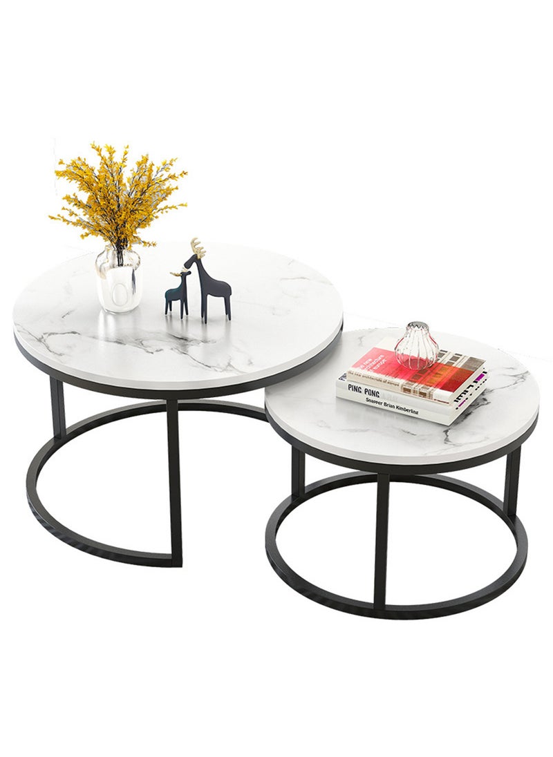 Sharpdo Modern Living Room Home Light Luxury Slate Round Tea Table - Image 1