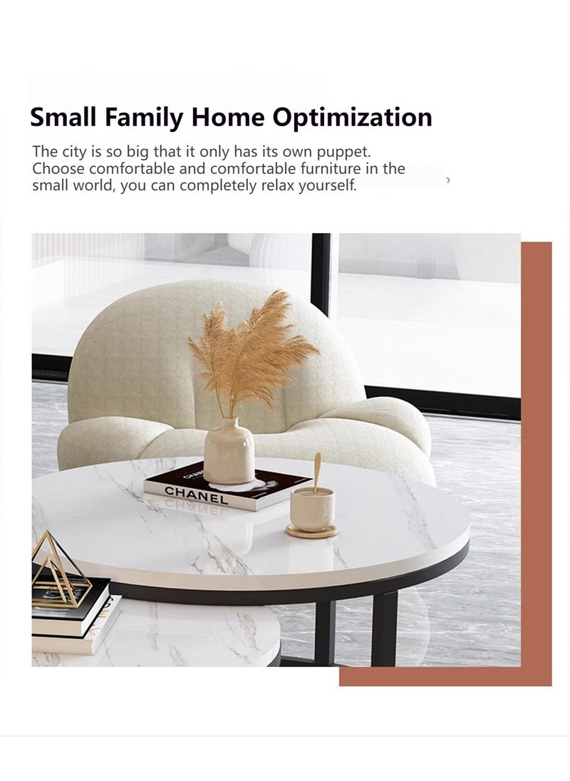 Sharpdo Modern Living Room Home Light Luxury Slate Round Tea Table - Image 5