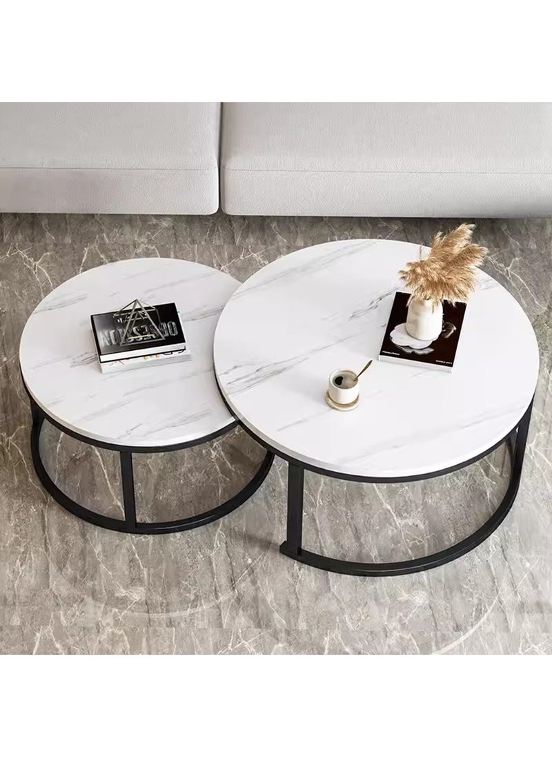 Sharpdo Modern Living Room Home Light Luxury Slate Round Tea Table - Image 3