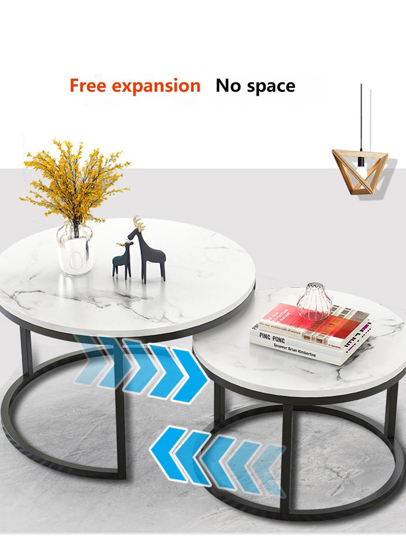 Sharpdo Modern Living Room Home Light Luxury Slate Round Tea Table - Image 4