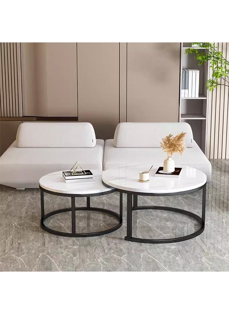 Sharpdo Modern Living Room Home Light Luxury Slate Round Tea Table - Image 2