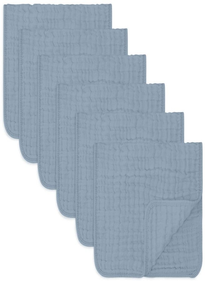 Comfy Cubs Muslin Cotton Baby Car Seat Cover and Burp loth Bundled - Pack of 6 - Pacific Blue - Image 3