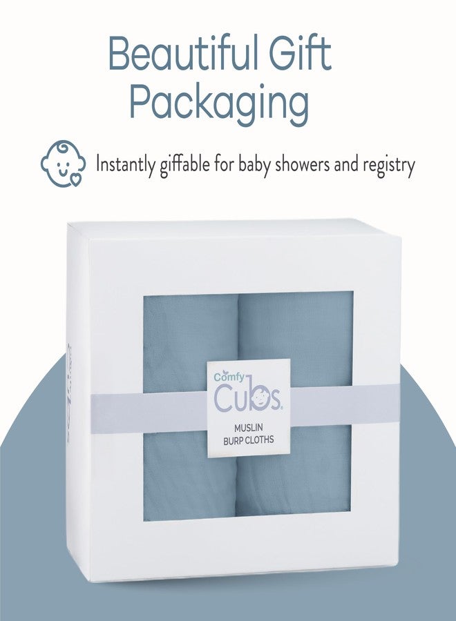 Comfy Cubs Muslin Cotton Baby Car Seat Cover and Burp loth Bundled - Pack of 6 - Pacific Blue - Image 5