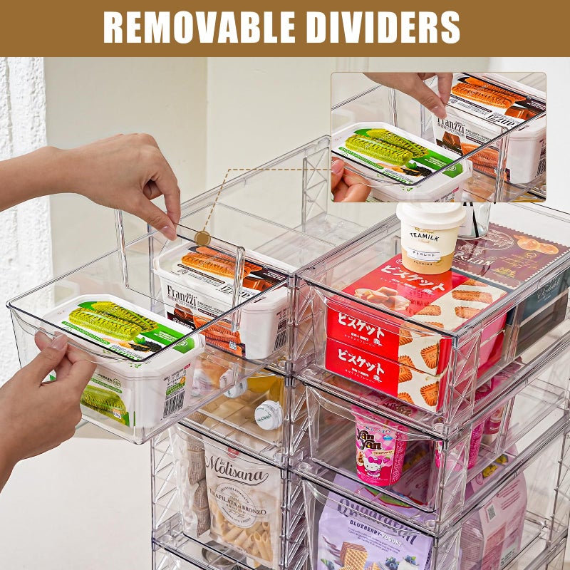 Clemate 6Pack Pantry Organizers and Storage,Clear Stackable Kitchen Storage Organizer,Foods Organizer Bins with Handles, Easily Assemble for Bathroom, Kitchen, Refrigerator, Pantry, Cabinet, Closet - Image 4
