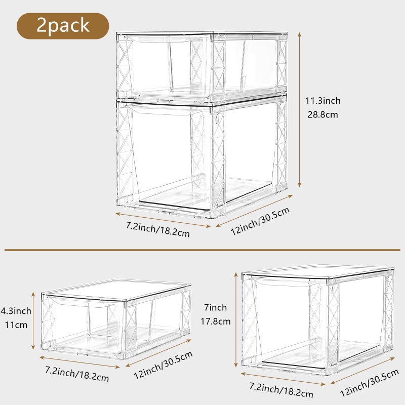 Clemate 6Pack Pantry Organizers and Storage,Clear Stackable Kitchen Storage Organizer,Foods Organizer Bins with Handles, Easily Assemble for Bathroom, Kitchen, Refrigerator, Pantry, Cabinet, Closet - Image 3