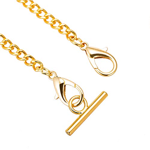 ManChDa Mens Pocket Watch Albert Vest Chain with T Bar & Lobster Clasps Watch Chain Link - Image 2