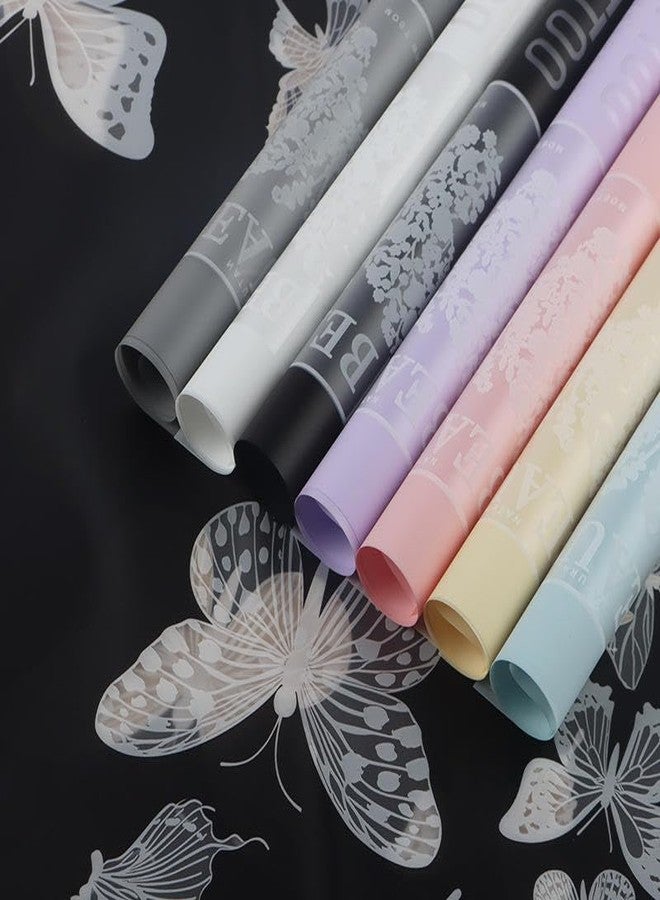 Unwrap Delights Pack of 10 Pcs Valentine's Day Butterfly Printing Wrapping Paper Waterproof Flower Bouquet Wrapping Paper Matte Paper Gift Floral Art (58 X 58 inches) (Multicolor) - Image 2