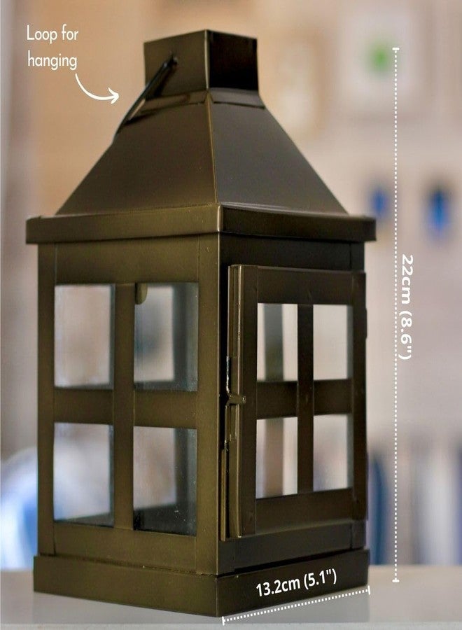 Behoma Vintage Style Lantern for Home Decoration |Candle and Tealight Holder for Table-top & Wall-Hanging | Indoor & Outdoor Events | Chocolate Brown Colour Small (Candle/Lights NOT Included) - Image 3
