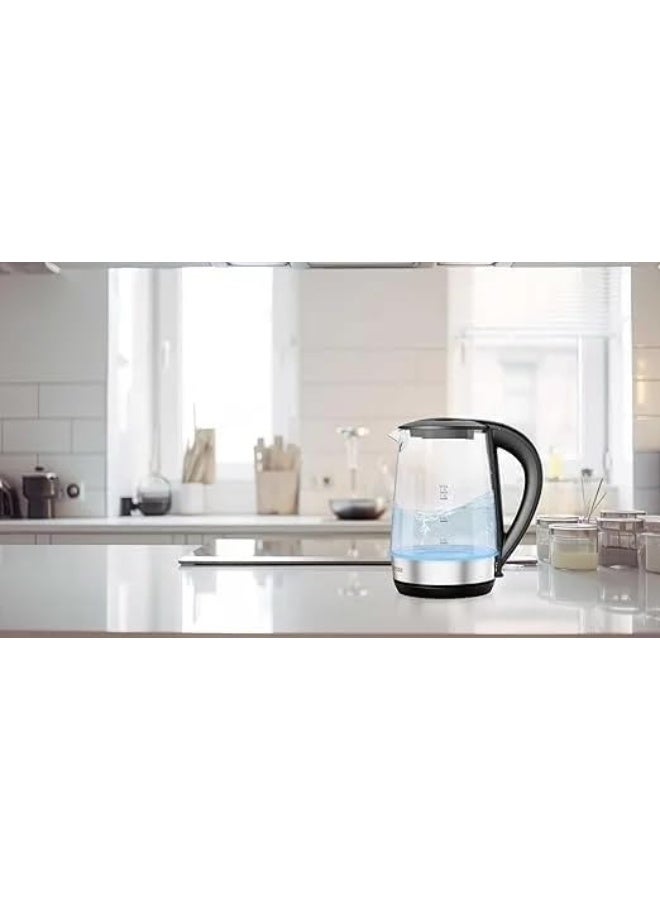 7MD Electric Kettle 1.7L Glass, 2200W Fast Boil Water Boiler, LED Light, Auto Shut Off, Boil Dry Protection, Transparent Electric Tea Kettle for Home Kitchen Office Use, BPA Free, Stainless Steel Base - Image 4