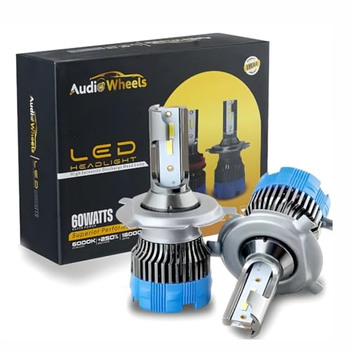 Audio Wheels H4/H19/9003/HB2 LED Headlight Bulbs – 60W, 16,000 Lumens, 6000K Cool White | High/Low Beam Conversion Kit for Cars | Super Bright, Quick Installation | Pack of 2 with 1-Year Warranty - Image 1