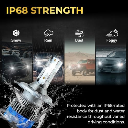 Audio Wheels H4/H19/9003/HB2 LED Headlight Bulbs – 60W, 16,000 Lumens, 6000K Cool White | High/Low Beam Conversion Kit for Cars | Super Bright, Quick Installation | Pack of 2 with 1-Year Warranty - Image 5