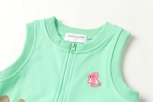 Mud Kingdom Toddler Boys Girls Vests Zipper Outerwear Cute Cartoon Embroidery Easter Spring Autumn Rabbit Green 2T - Image 3
