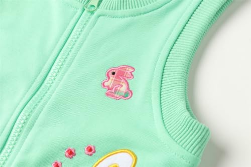 Mud Kingdom Toddler Boys Girls Vests Zipper Outerwear Cute Cartoon Embroidery Easter Spring Autumn Rabbit Green 2T - Image 4