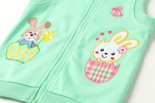 Mud Kingdom Toddler Boys Girls Vests Zipper Outerwear Cute Cartoon Embroidery Easter Spring Autumn Rabbit Green 2T - Image 5