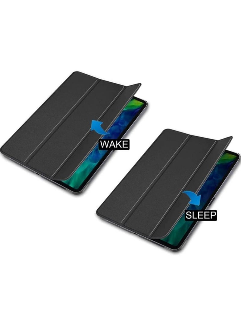 iPad 9th Gen (2021)/ 8th Gen (2020)/7th Gen (2019), Slim Stand Hard Back Shell Protective Leather Smart Cover Trifold Stand (black) - Image 2