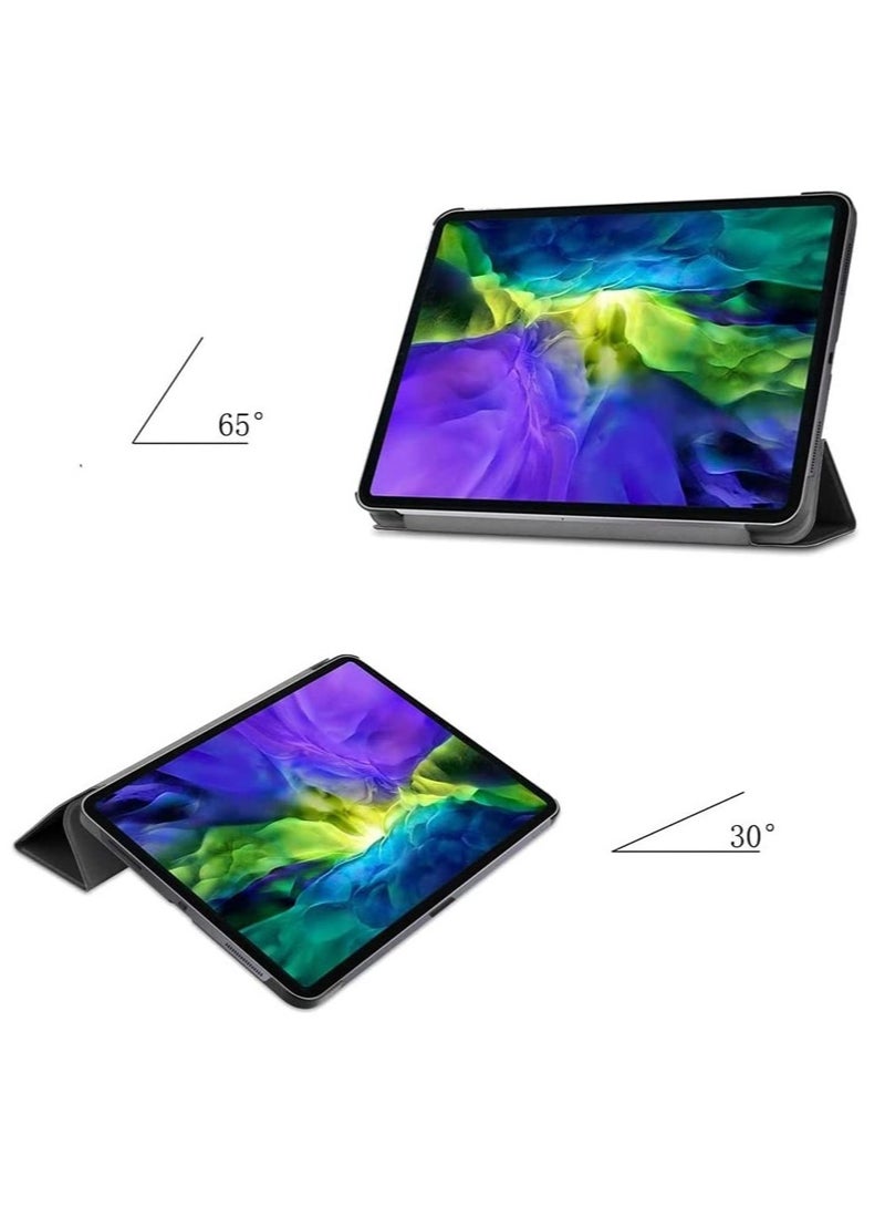iPad 9th Gen (2021)/ 8th Gen (2020)/7th Gen (2019), Slim Stand Hard Back Shell Protective Leather Smart Cover Trifold Stand (black) - Image 3