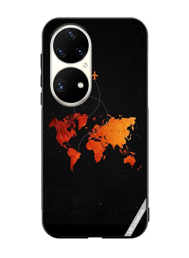 VR CREATIVE Protective Case Cover For Huawei P50 Pro Travel Map Design Multicolour - Image 1