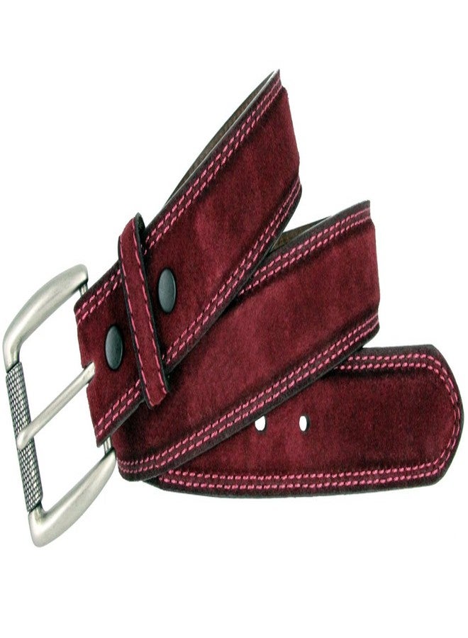 بيلتس.كوم حزام جينز كاجوال من جلد الغزال الطبيعي من Belts.com، طراز فولرتون، مقاس 35 مم (1-3/8 بوصة)، رقم الموديل 351000-P4139-LANR، لون عنابي، مقاس 40 - Image 3