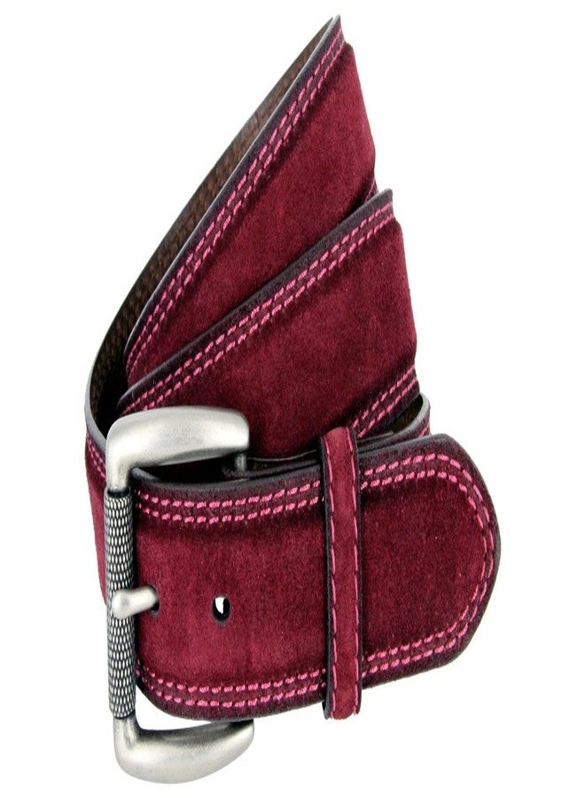 بيلتس.كوم حزام جينز كاجوال من جلد الغزال الطبيعي من Belts.com، طراز فولرتون، مقاس 35 مم (1-3/8 بوصة)، رقم الموديل 351000-P4139-LANR، لون عنابي، مقاس 40 - Image 4
