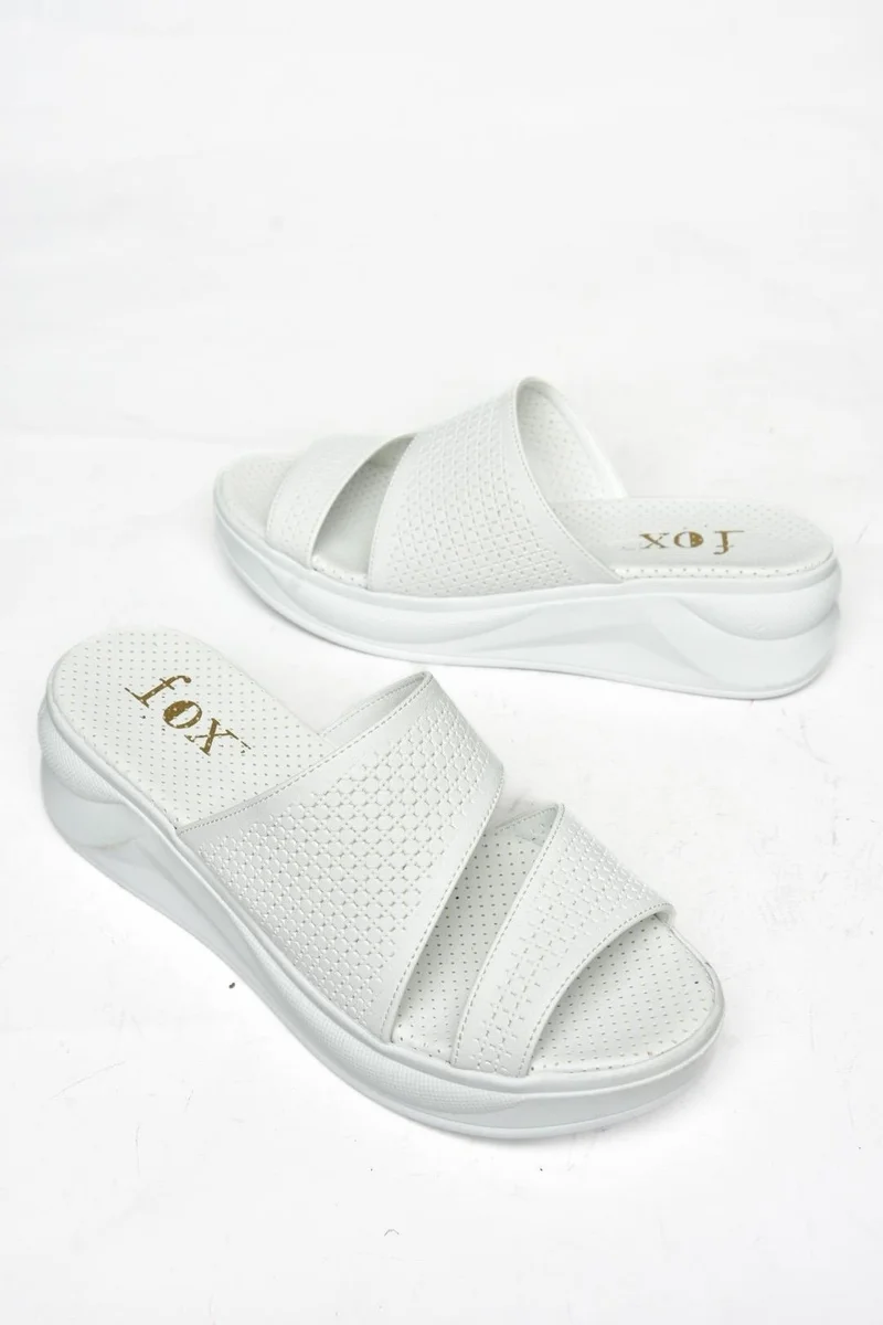 Fox Shoes S713930309 White Thick Soled Women's Slippers