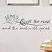 MOVANKRO MOVANKRO Quiet The Mind and The Soul Will Speak Lotus - Pure Black Vinyl Carved Wall Decal Without Transparent Edge  - Image 2