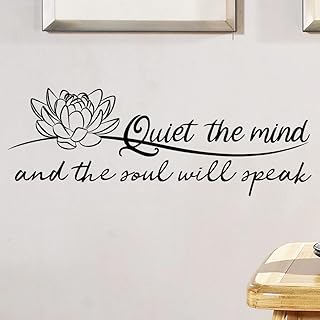 MOVANKRO MOVANKRO Quiet The Mind and The Soul Will Speak Lotus - Pure Black Vinyl Carved Wall Decal Without Transparent Edge  - Image 1