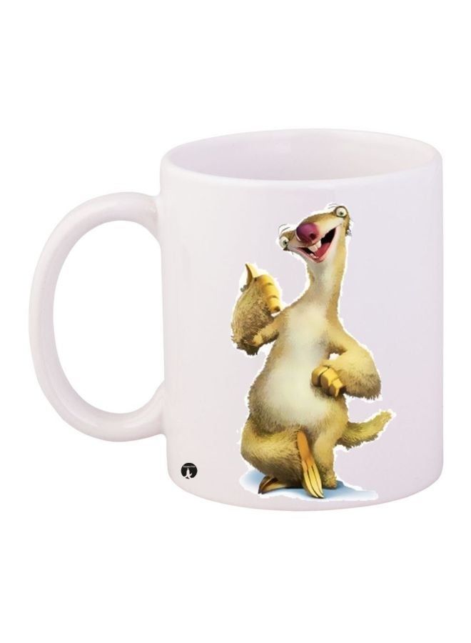 RYN Ice Age Printed Coffee Mug White/Beige/Pink 11ounce